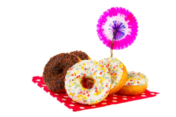 Birthday donuts with colorful glaze — Stock Photo, Image