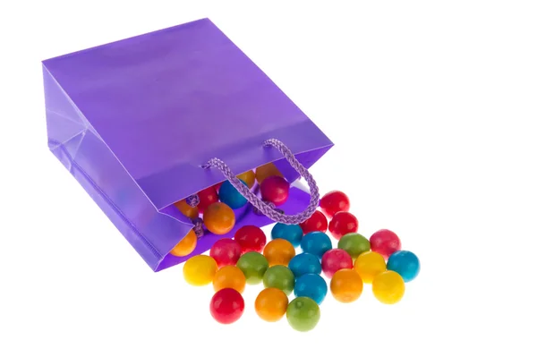 Candy tas met kauwgom-ballen — Stockfoto