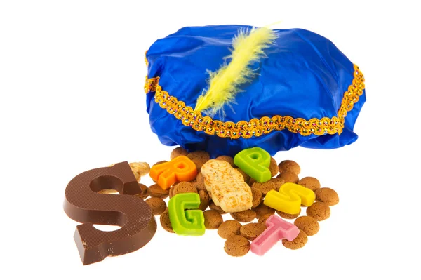 圣尼古拉节糖果和黑色 piet 帽子 — 图库照片