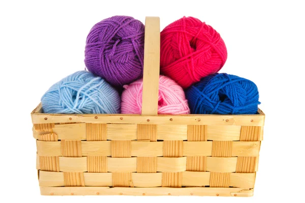 Lã para bordado em cesta — Fotografia de Stock
