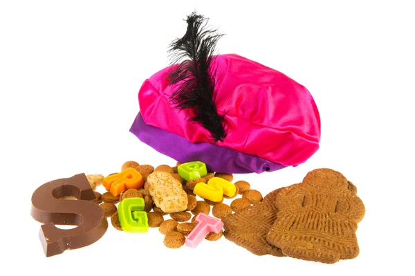 Sinterklaas candy a černou piet klobouk — Stock fotografie