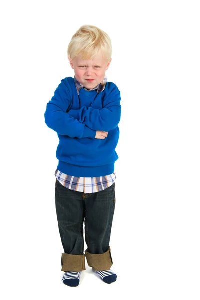 Angry little blond toddler — Stockfoto