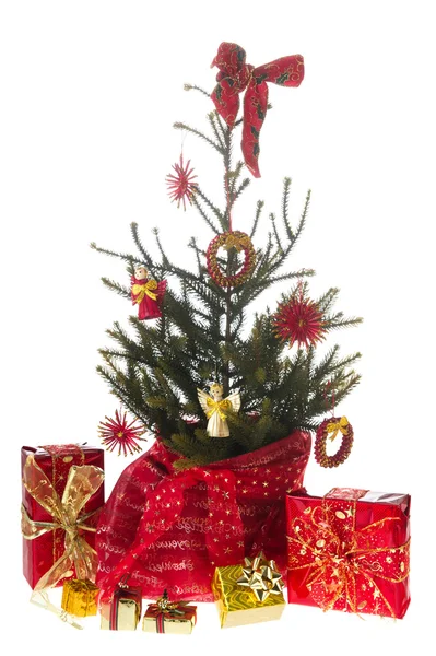 Christmas tree in red and gold — Stock Photo, Image