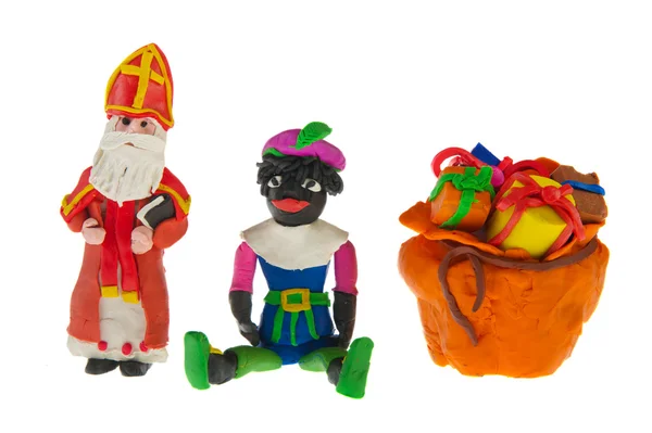 Sinterklaas és a fekete piet agyagból — Stock Fotó