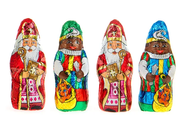 Chocolate Sinterklaas and Zwarte Piet — Stock Photo, Image