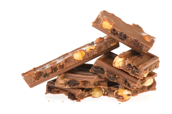 Trozos de chocolate con nueces —  Fotos de Stock