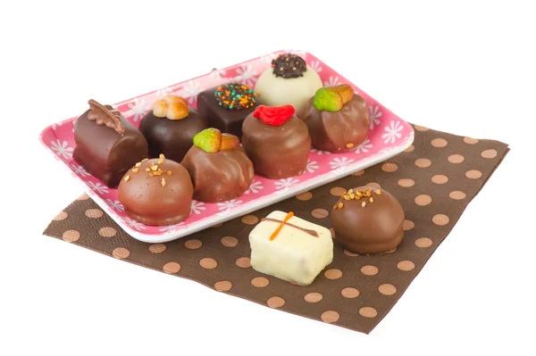 White and brown chocolates — Stock Photo, Image
