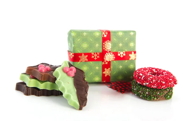 Christmas candy and present — Stock Photo, Image