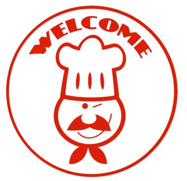 Red Winked Chef Man Face clipart