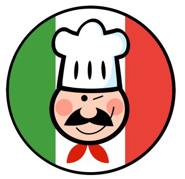 Chef Face Over An Italian Flag Circle clipart