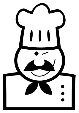 Black And White Winking Chef clipart