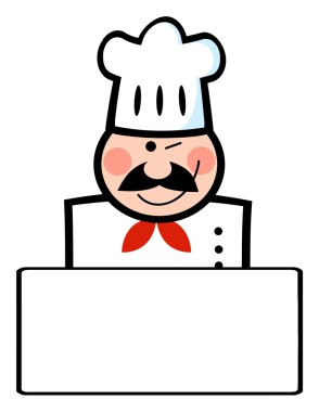 Chef Man Face Black Cartoon Mascot Banner clipart