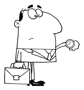 Outlined Businessman Checking His Watch clipart