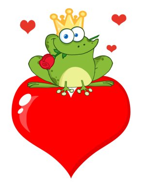 Kurbağa Prens bir gül bir kalp