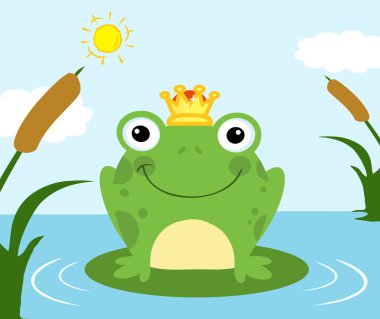 Frog Prince On A Pond clipart