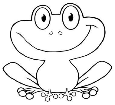 Outlined Smiling Frog clipart