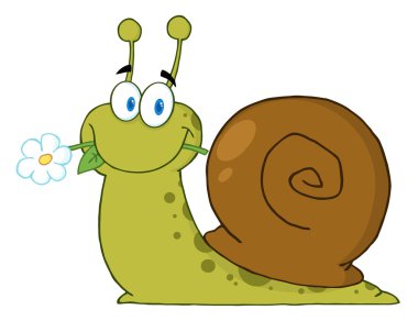 Snail Eating A Flower clipart