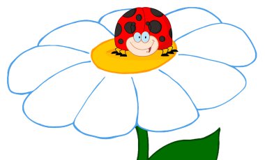 Happy Ladybug On A Daisy clipart