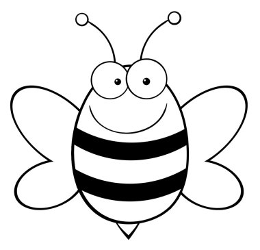 Outlined Happy Bee clipart