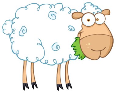 Barnyard Sheep Eating Grass clipart