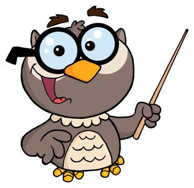 Professor Owl Holding A Pointer Stick clipart