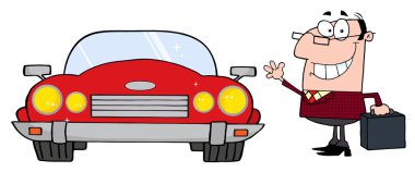 Businessman And Convertible Car clipart