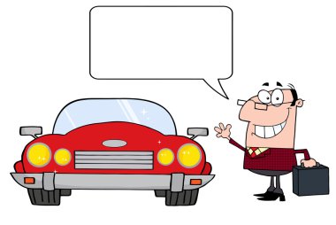 Talking Businessman And Convertible Car clipart