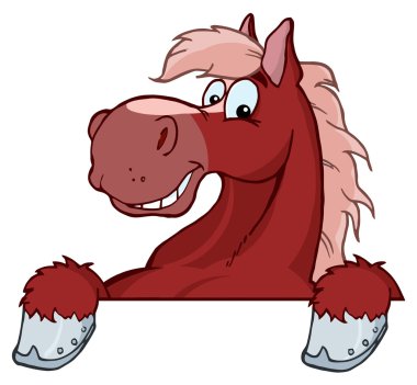 Red Horse Over A Sign clipart