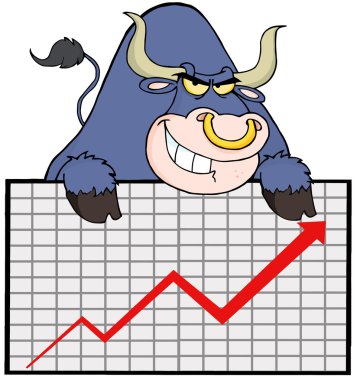 Blue Bull With Business Graph clipart