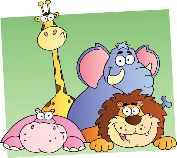 Fyra tecknade djungeldjur — Stockfoto