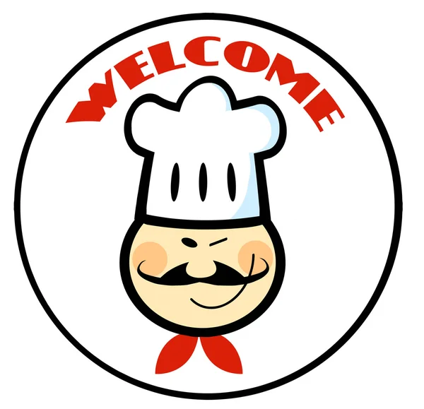 Bienvenido Chef Face Circle —  Fotos de Stock