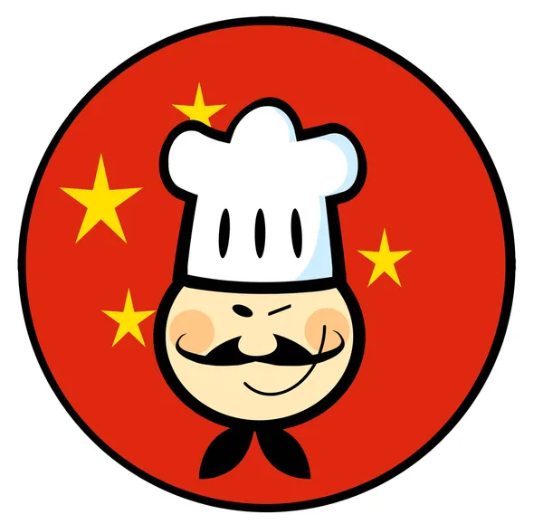 Шеф-кухар азіатських обличчя більш A Китай прапор коло — стокове фото