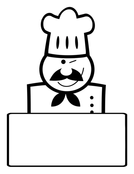 Knipogend zwart-wit chef-kok banner met copyspace — Stockfoto