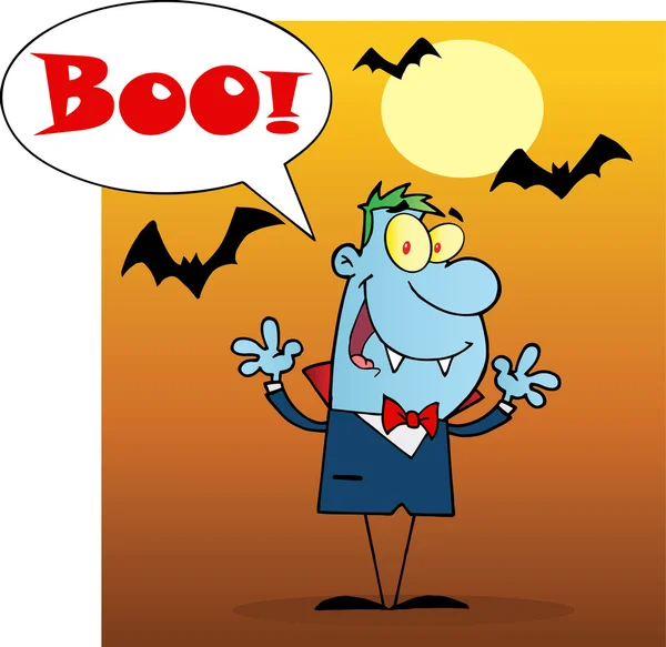 Blue Vampire Yelling Boo And Holding Up His Arms — Stock Photo, Image