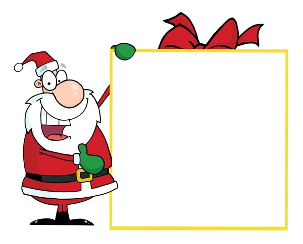 Santa med stora gåva banner — Stockfoto
