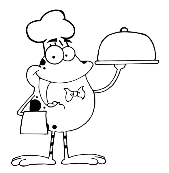 Outline Of A Waiter Frog Holding A Platter — Stock Photo, Image