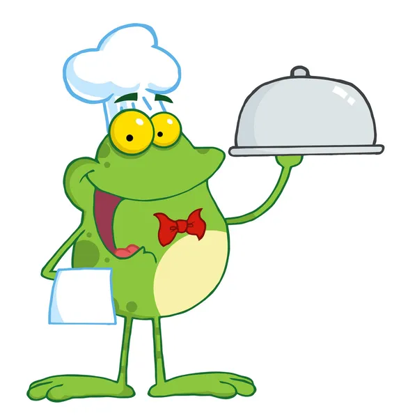 Camarero rana sosteniendo un plato —  Fotos de Stock