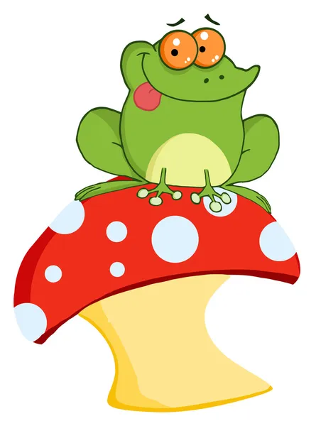 Frosch sitzt auf einem Pilz — Stockfoto