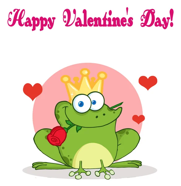 Frog Prince With A Rose In Mouth Greeting Card — Stock Photo, Image