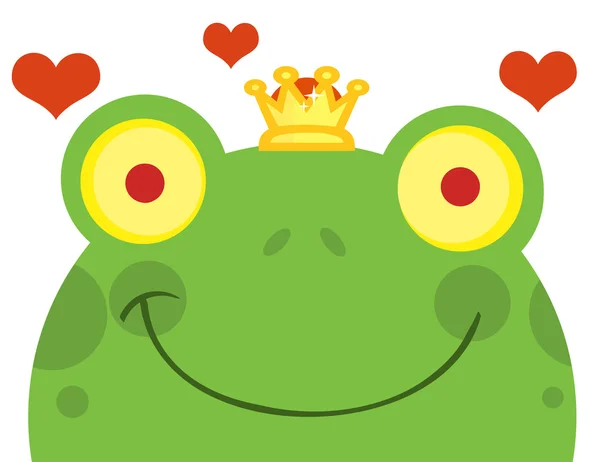 Lächelndes Froschkönig-Gesicht mit Herzen — Stockfoto