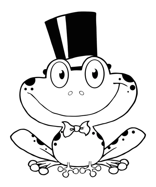 Outlined Groom Frog Cartoon Character — Stock Photo, Image