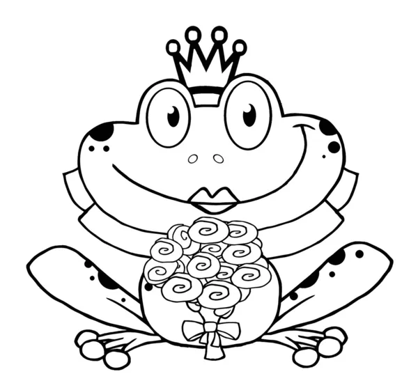 Personaje de dibujos animados de rana de novia delineado —  Fotos de Stock