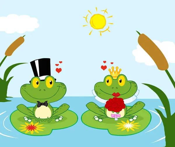 Frog Bride And Groom On A Pond — Stock Photo, Image