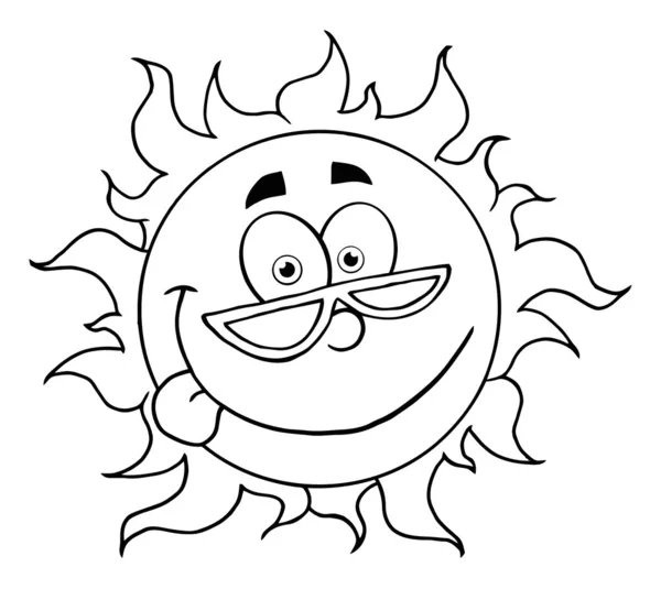 Outline Of A Goofy Sun Wearing Shades And Sticking His Tongue Out — Stock Photo, Image