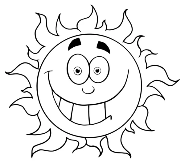 Outlined Grinning Sun — Stock Photo, Image