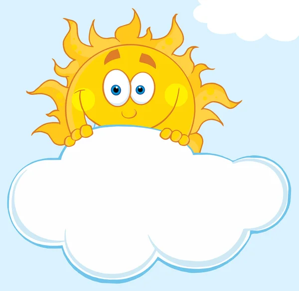 Happy Sun Looking Over A Cloud In A Blue Sky — Stock Photo, Image