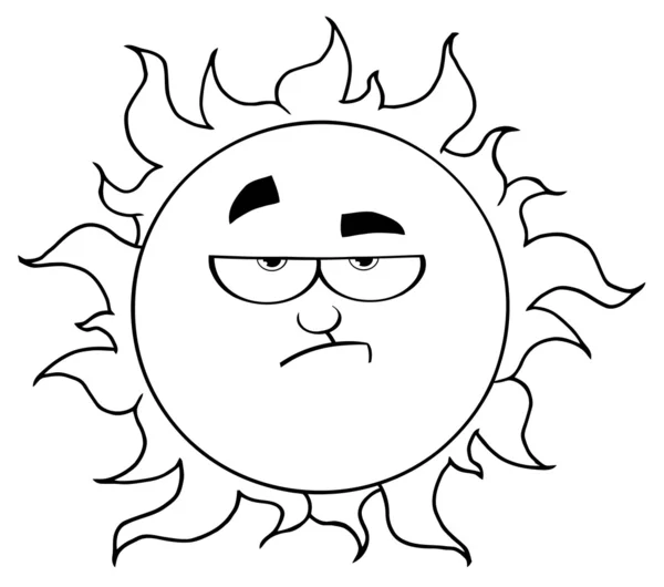 Outline Of A Grumpy Sun — Stock Photo, Image