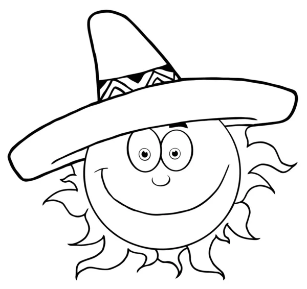 一个戴着宽边帽的快乐太阳的轮廓 — 图库照片