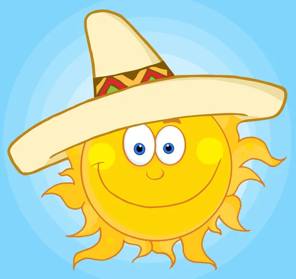 Glada solen med sombrero hatt — Stockfoto