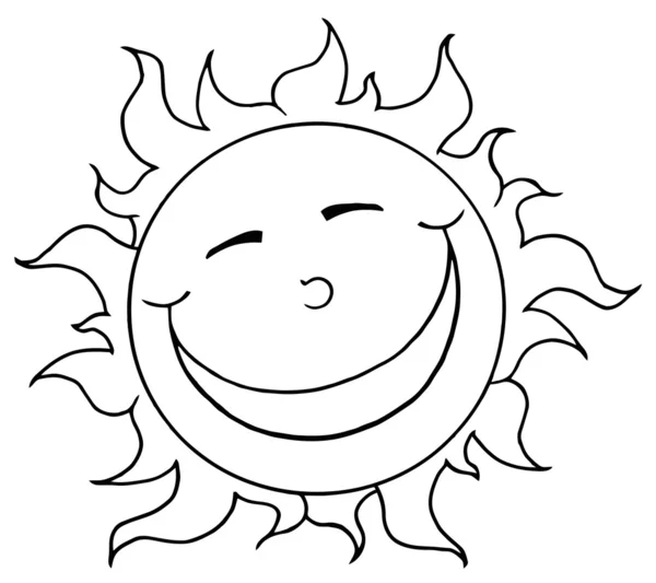 Outlined Sun Smiling — Stock Photo, Image